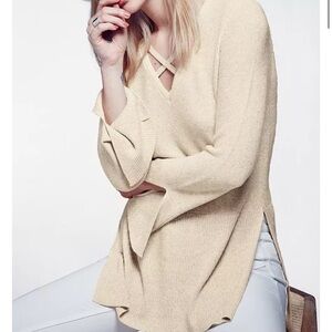 Free People Cream Sweater Tunic Size Large